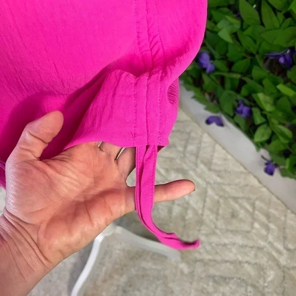 NWT Blooming Jelly Small Barbie Pink Button Up Sleeve Oversized 3/4 Sleeve Shirt - Picture 6 of 9